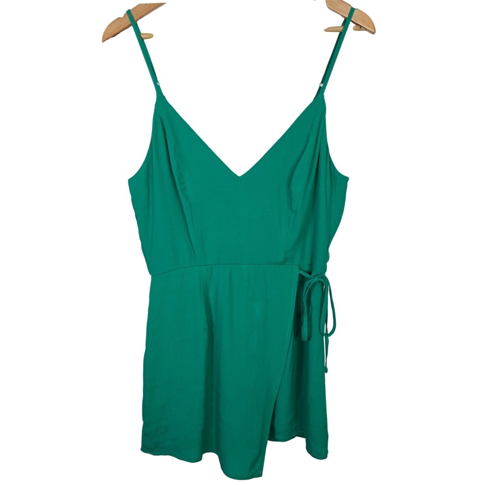 Superdown Green Wrap Front Skort Romper V-Neck Spaghetti Strap Size M